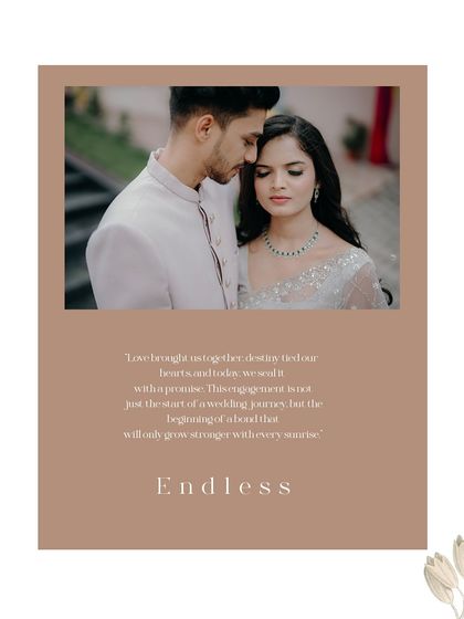 Endless love. This beautifully designed image features a close-up portrait with text that speaks of a love that is just beginning its journey, sealed with a promise.