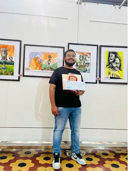 I was truly honored to receive the First Prize at a competition organized by the Lalit Kala Akademi. It's moments like these that keep me motivated to push my boundaries and continue creating.