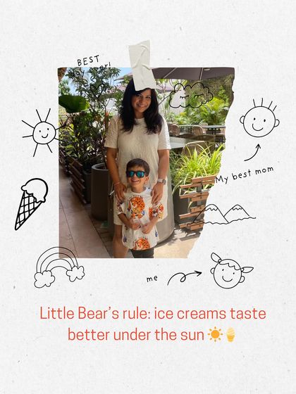 Little Bear's adventures are best measured in hugs, not miles. No matter where we go, the coziest place is always in Mama Bear's arms.