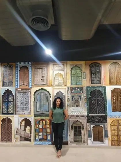 This "Doors to Diversity" mural at a corporate office in Hyderabad is a celebration of India's rich cultural heritage. Each door is hand-painted to represent different architectural styles from across the country, turning a simple wall into a powerful statement about unity and tradition.