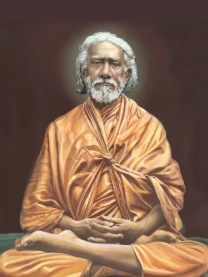 A portrait of Swami Sri Yukteswar, whose birthday we celebrate with deep reverence. We reflect on his profound wisdom and the beautiful, loving relationship he shared with his disciple, Paramhansa Yogananda.