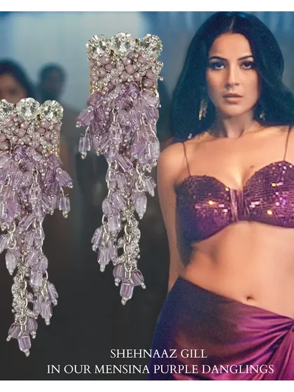 A Star's Choice: It was a proud moment to see the talented Shehnaaz Gill wearing our amethyst danglers. It shows how our handcrafted pieces are perfect for making a glamorous statement, whether you're on screen or at your own special event.