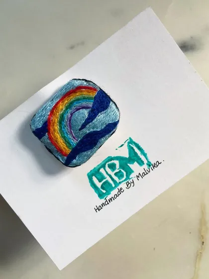 "If you want the rainbow, you gotta put up with the rain." I made this custom hand-embroidered rainbow badge for a client, and I love how the colors stand out. It’s a small reminder of hope and beauty.