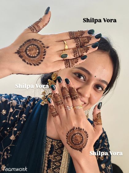 A minimalist and chic design featuring mandalas on the back of each hand, perfect for a modern aesthetic.