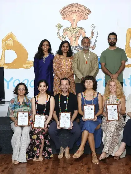 Celebrating our Yin Yoga graduates. This photo captures the peaceful and accomplished feeling after completing the course.