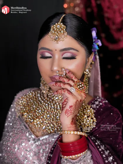 This is the kind of flawless, high-definition bridal makeup you will master. Notice the seamless blending on the eyes, the radiant skin finish, and the perfectly defined features that make a bride feel powerful on her big day.