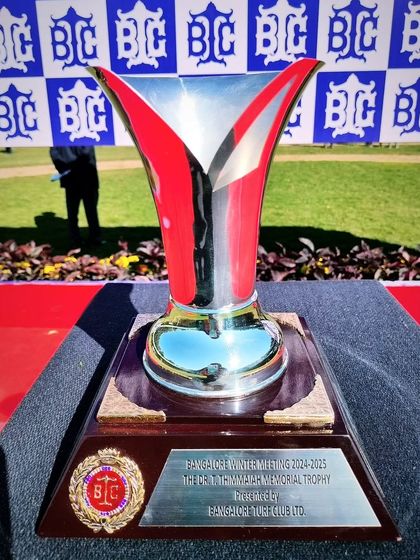The Dr. T. Thimmaiah Memorial Trophy, a sleek and modern design.