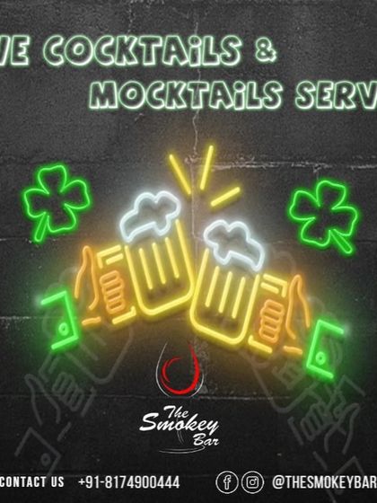 A neon-themed graphic advertising my live cocktails and mocktails service.