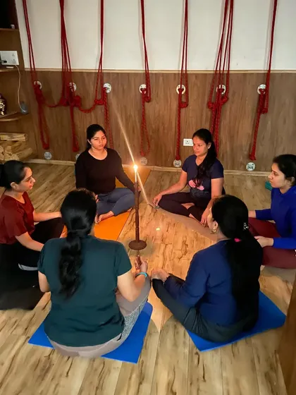 We always make time for stillness. This is a glimpse into our Tratak meditation, where we use candle gazing to quiet the mind, improve focus, and connect with our inner selves. It's a beautiful, calming practice for the end of a session.