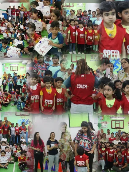 A collage capturing the happy moments from our athletics competition, from the races to the award ceremony.
