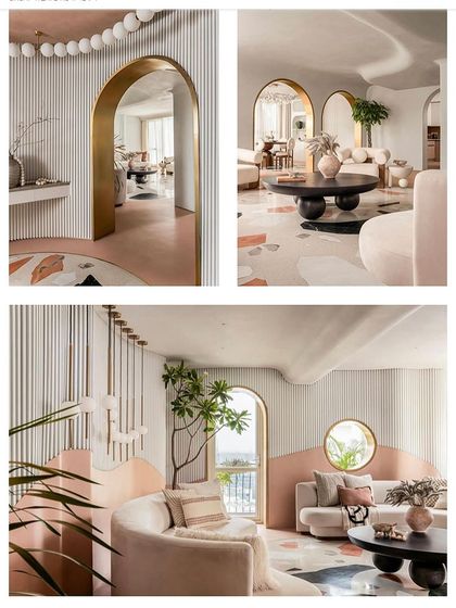 This spread from Architect & Interiors India captures the essence of the "Marshmallow" penthouse, with its brass-lined arches and custom terrazzo floors.