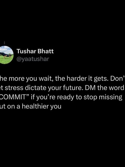 The more you wait to take care of your health, the harder it gets. Don't let stress dictate your future. If you are ready to stop missing out on a healthier you, it's time to commit.
