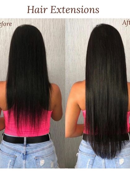 A classic example of our hair extensions. This client went from shoulder-length hair to long, luscious locks in just one session.
