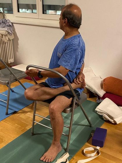 A seated twist on a chair.