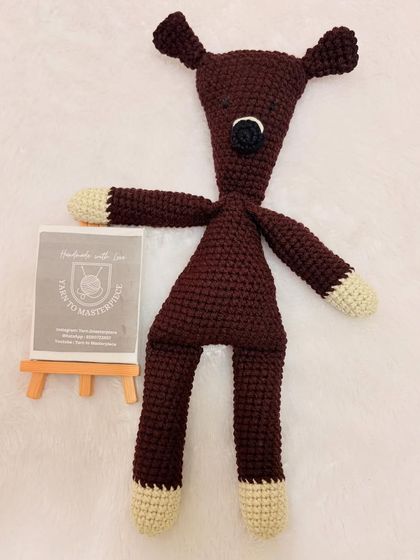 A 12-inch version of my Mr. Bean's teddy, showing how I can customize the size.