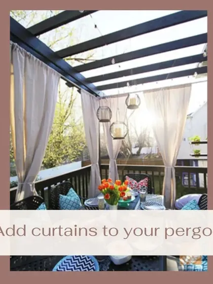 Adding outdoor curtains to your pergola is a simple way to increase privacy and provide shade from the sun. The soft fabric adds a touch of elegance and makes the space feel more like an indoor room.