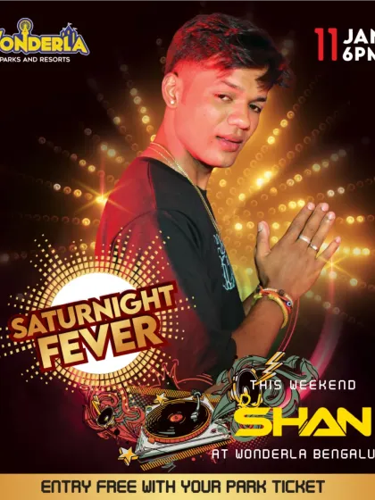 A flyer for my "Saturnight Fever" event at Wonderla Bengaluru, where entry was free with a park ticket.