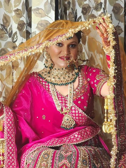 A confident and beautiful bride ready for her big day. The makeup is set to last through the entire ceremony and celebrations.