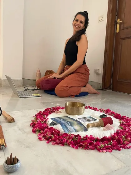 A guest instructor preparing for her workshop at The Shala. We love collaborating with soulful teachers to offer diverse experiences.