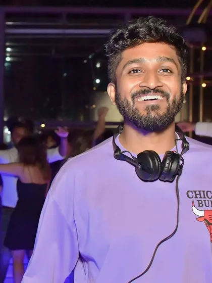 My sets are not just for late-night clubs. This was from a memorable sundowner event at the Skyye UB City rooftop, where I curated a mix of Hip Hop and Pop music to match the beautiful sunset vibe.
