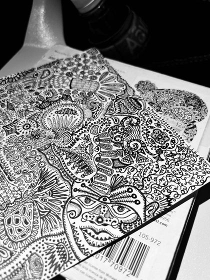 A detail shot of 'SOUL-CONNECTIONS,' showing a face emerging from the patterns. This is one of my most treasured pieces.