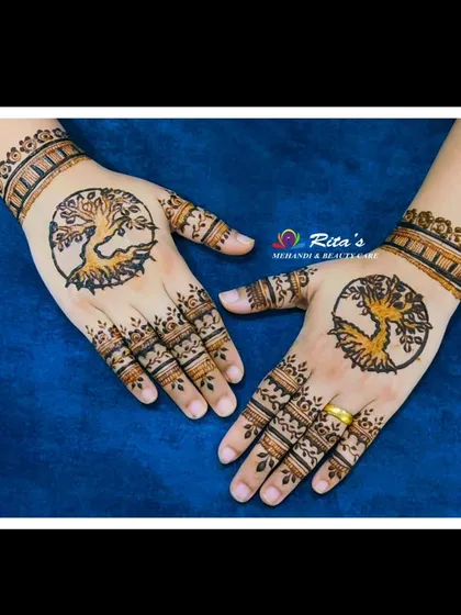 A beautiful and symbolic 'Tree of Life' mehendi design. This is a great option for someone who wants a meaningful and artistic design that is not tied to a specific event.