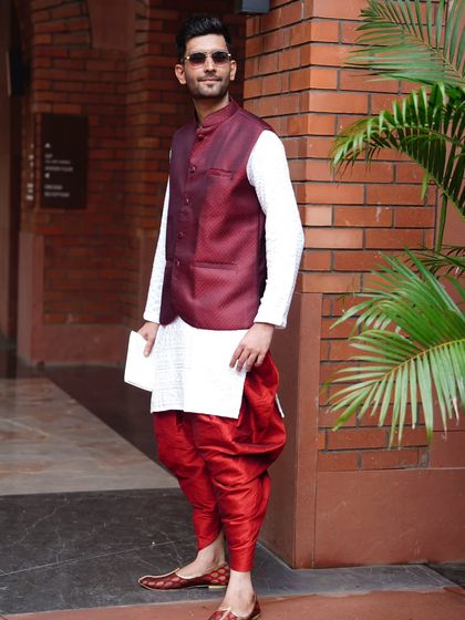 The complete look, showcasing how I blend traditional attire with modern sensibilities.