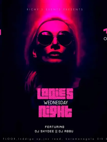 A dark, moody poster for a Wednesday ladies' night, showing a different artistic style.