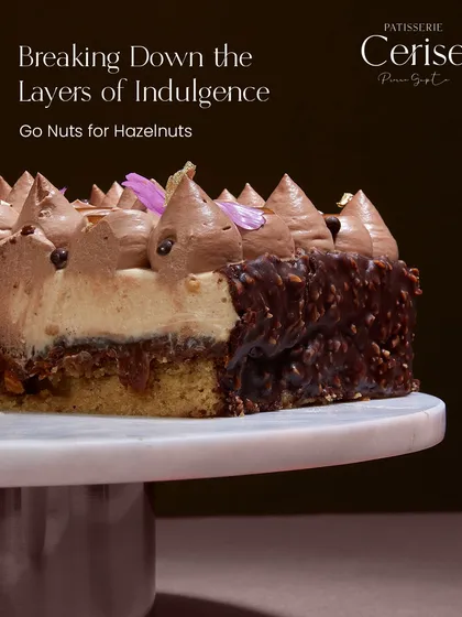 Here is a look inside the "Go Nuts for Hazelnuts," breaking down the layers of indulgence. You can see the distinct textures I build to create a complete sensory experience.