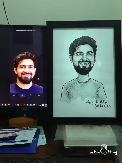 Sometimes, classic is best. This black and white handmade caricature is a sharp, stylish, and personal gift, perfect for a birthday surprise.