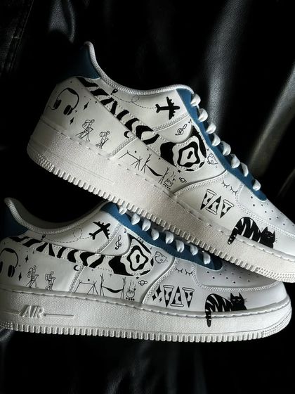 Another pair shot of the doodle custom sneakers.