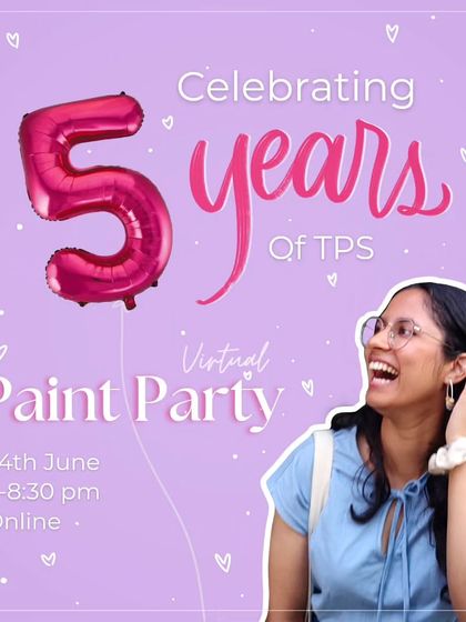 Celebrating 5 years of The Purple Splash with a virtual paint party! The theme was creative exploration, helping everyone take a tiny step towards their passion projects.