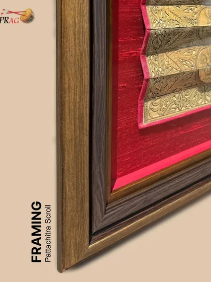 Framing traditional artifacts like this Pattachitra scroll requires a deep understanding of both material and culture. We used a double-frame design with a raw silk cloth mount to create visual depth and a sense of occasion, honoring the intricate craftsmanship of the original piece while protecting it with conservation-grade materials.