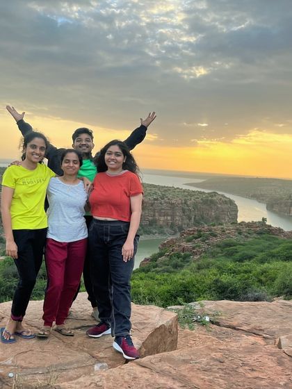 A group enjoying the sunset at Gandikota canyon.