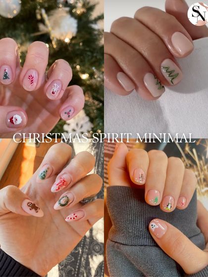 This collage is all about capturing the Christmas spirit in a minimal way. It features tiny, hand-painted Christmas trees, Santas, and other festive icons.