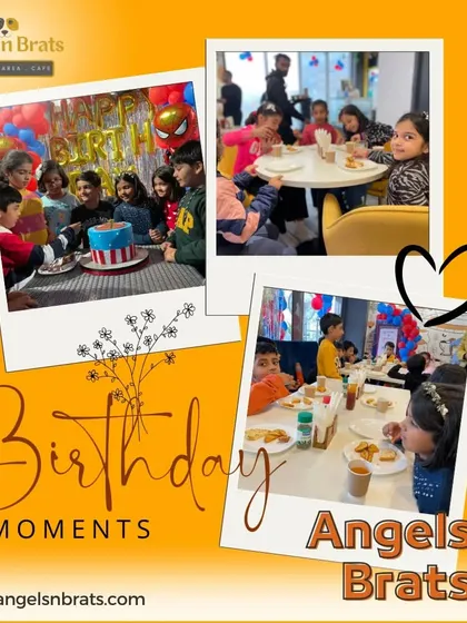 A collage of birthday moments captured in polaroid-style photos. From the cake cutting to kids enjoying their party food, these are the special memories we help you make.