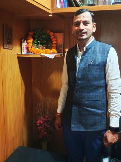 A photo in the office after the Diwali puja.