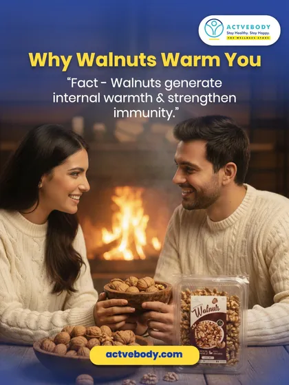 Here's an Ayurvedic fact: walnuts generate internal warmth and strengthen immunity. This cozy image of a couple by the fire with a bowl of walnuts makes them look like the perfect winter superfood.