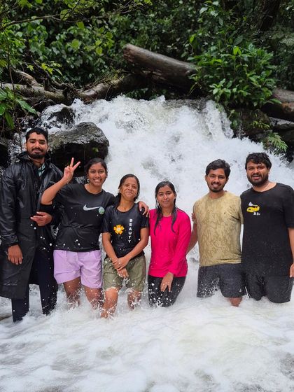 Taking a break in a gushing stream is one of the refreshing parts of the Kudremukha trek. We always find the best spots to cool off.