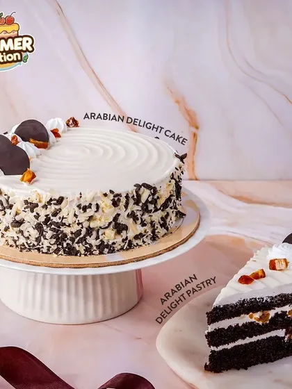 Take a trip with our Arabian Delight Cake. This unique cake is infused with flavors that are both nutty and sweet, offering a taste of Middle Eastern dessert traditions.