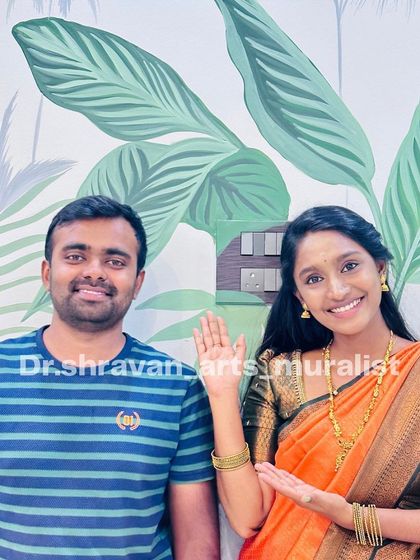 With the super talented actor Teja Venkatesh after completing her tropical wall mural. It's always an amazing opportunity to collaborate with clients to match their persona and lifestyle.