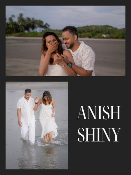 A collage of laughter and love. These candid shots of the couple walking and sharing a joke by the water show their easy, natural connection.