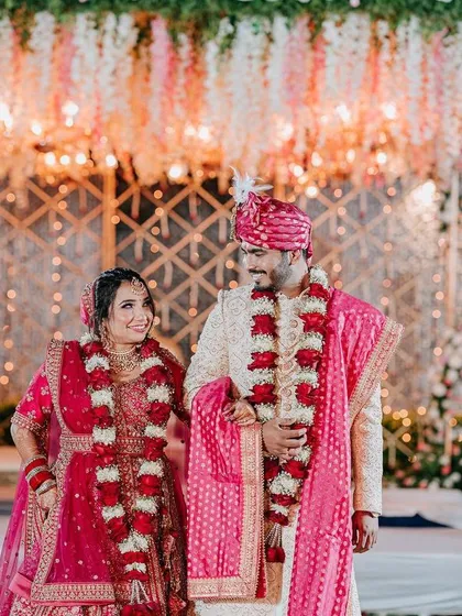 A surreal mandap where suspended florals and soft lighting created an ethereal atmosphere. I love designing opulent yet intimate spaces for couples to exchange their vows.