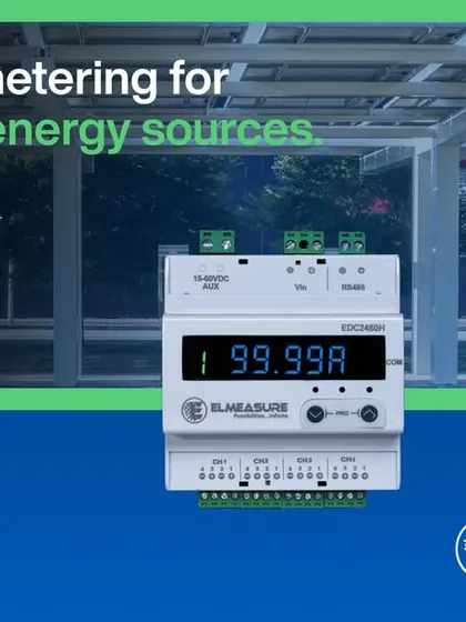 Our EDC2450H meter is shown here against a backdrop of a solar-powered EV charging facility, its ideal environment. This meter provides the critical data needed to monitor both energy generation from solar panels and consumption by electric vehicles.