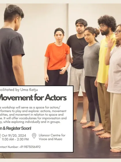 A session from our 'Movement for Actors' workshop, focusing on physical expression and group dynamics. We provide a space for performers to explore actions, movement qualities, and improvisation.