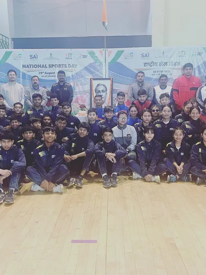 Celebrating National Sports Day with the entire group of young athletes. We are more than a team; we are a family dedicated to the spirit of sportsmanship.