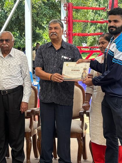 Receiving my bronze medal certificate at the Dasara Games. It's always a privilege to represent our district.