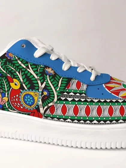 This design for Liberty Shoes' 'Mera Joota Hindustani' campaign blends two iconic Indian art forms, Madhubani and Kalamkari. It represents my passion for celebrating our rich cultural heritage through contemporary wearable art.