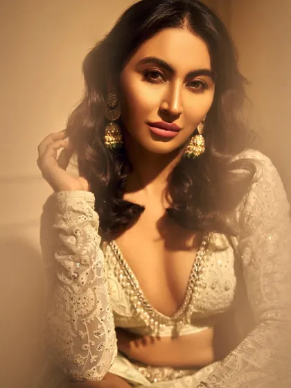Another beautiful portrait of Khatija Iqbal, where the makeup enhances her features with a timeless elegance.