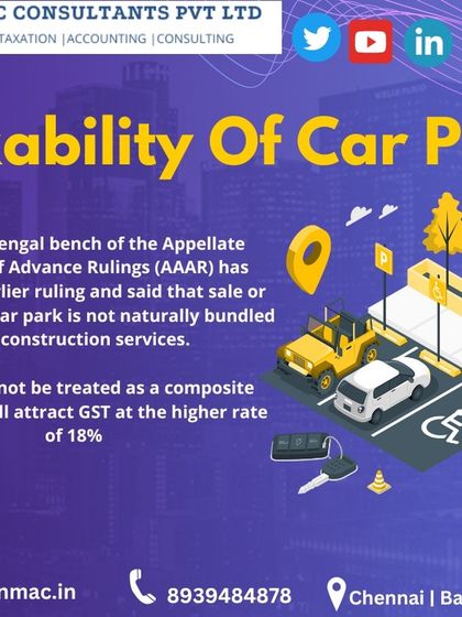 A ruling by the West Bengal AAAR has clarified that the sale or right to use a car park is not bundled with construction services. This means it will attract a higher GST rate of 18%, a detail that is important for real estate developers and buyers.